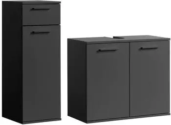 mokebo Badm&ouml;bel-Set, Schwarz, Holzwerkstoff, 103x91x34 cm (800000567233)