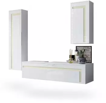 Vladon Badm&ouml;belset, Creme, Holzwerkstoff, 210x185x51 cm (800000578102)