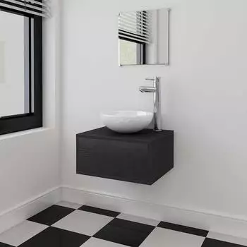 vidaXL Badm&ouml;bel-Set, Schwarz, Holz, 34x20x40 cm (800000776909)