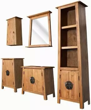vidaXL Badm&ouml;bel-Set, Braun, Holz, 70x63x32 cm (800000776911)
