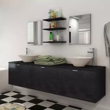 vidaXL Badm&ouml;bel, Schwarz, Holz, 45x45x180 cm (800000776910)