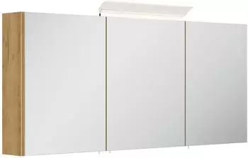 Posseik Spiegelschrank 3-t&uuml;rig LED-Acryllampe 140cm Eiche Gold