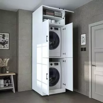 Roomart DORA II 70x230x74cm mit Aufsatzschrank Wei&szlig;