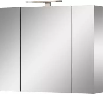 Germania Spiegelschrank 3-t&uuml;rig mit LED-Beleuchtung 80x71x23cm Grahpitgrau/Silber