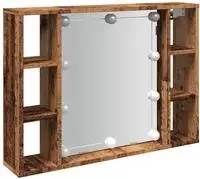vidaXL Spiegelschrank mit LED-Leuchten Altholz-Optik 76x15x55 cm