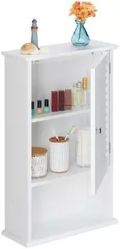 Relaxdays Badschrank 42x70x16.5cm Massivholz Wei&szlig; (10032188_0)