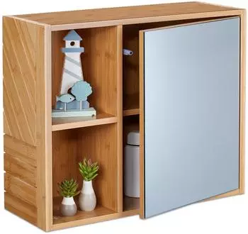 Relaxdays Spiegelschrank mit Regalf&auml;chern 45x54,5x20cm (10045510)