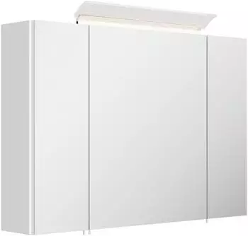 Posseik Spiegelschrank 90x62x17cm mit integrierter LED Lichtleiste wei&szlig; hochglanz