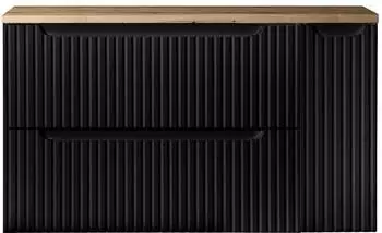Lomado NEWPORT-56-BLACK Waschbeckenunterschrank 100cm, schwarz mit Eiche (LA56-NEWPORT-56-BLACK-SET42)
