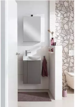 Fackelmann SBC Mini-Waschtischunterschrank 45cm, T&uuml;ranschlag rechts, cubanit grau matt (86070)