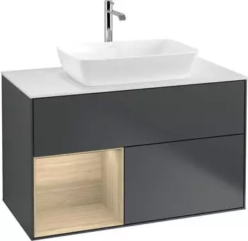 Villeroy & Boch Finion Waschtischunterschrank 1000mm mitternachtsblau/Eiche Furnier (F771PCHG)
