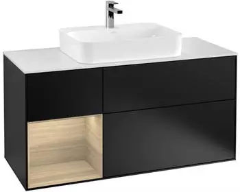 Villeroy & Boch Finion LED-Waschtischunterschrank 1200x603x501mm schwarz matt/Eiche (F411PCPD)