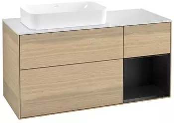 Villeroy & Boch Finion LED-Waschtischunterschrank 1200x603x501mm, Eiche/schwarz matt (F281PDPC)