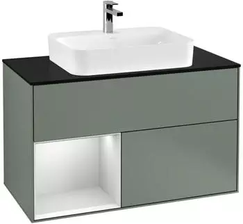 Villeroy & Boch Finion LED-Waschtischunterschrank 1000x603x501mm olive matt/wei&szlig; matt (F362MTGM)