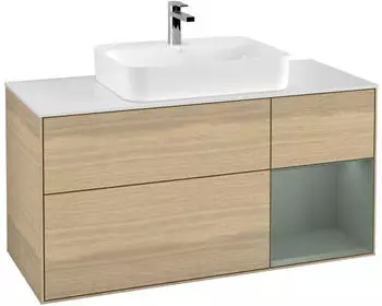 Villeroy & Boch Finion Waschtischunterschrank mit LED 120cm, Eiche/olive matt (F421GMPC)