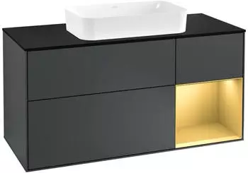 Villeroy & Boch Finion Waschtischunterschrank 1200mm mitternachtsblau/gold matt LED (F302HFHG)
