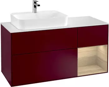 Villeroy & Boch Finion LED-Waschtischunterschrank 1200x603x501mm pfingstrose matt/eiche furnier (F401PCHB)