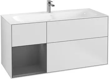 Villeroy & Boch Finion Waschbeckenunterschrank wei&szlig;/anthrazit, 3 Ausz&uuml;ge, Beleuchtung (F060GKMT)