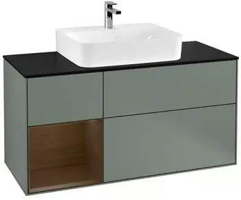 Villeroy & Boch Finion LED-Waschtischunterschrank 1200x603x501mm olive matt/Walnuss Furnier (F162GNGM)
