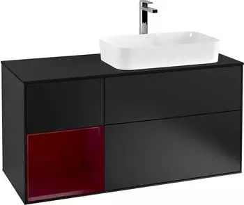 Villeroy & Boch Finion Waschbeckenunterschrank 1200x603x501mm, Becken rechts, Regal links, 3 Ausz&uuml;ge, LED (F272HBPD)