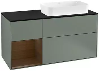 Villeroy & Boch Finion LED-Waschtischunterschrank 1200x603x501mm olive matt/Walnuss Furnier (F272GNGM)