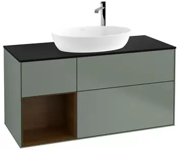 Villeroy & Boch Finion LED-Waschtischunterschrank 1200x603x501mm olive matt/Walnuss Furnier (F942GNGM)