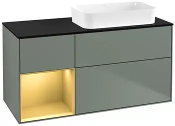 Villeroy & Boch Finion LED-Waschtischunterschrank 1200x603x501mm olive matt/gold matt (F682HFGM)