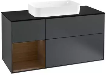 Villeroy & Boch Finion Waschtischunterschrank 1200mm mitternachtsblau/Walnuss-Furnier (F292GNHG)