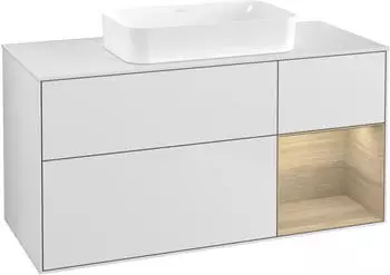 Villeroy & Boch Finion Waschtischunterschrank 1200x603x501mm wei&szlig; matt/Eiche Furnier (F711PCMT)