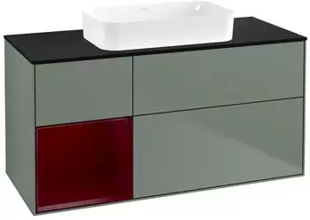 Villeroy & Boch Finion Waschtischunterschrank mit LED 1200x603x501mm olive matt/pfingstrose matt (F702HBGM)