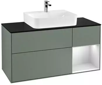 Villeroy & Boch Finion Waschtischunterschrank mit LED 1200x603x501mm, olive matt/wei&szlig; matt (F172MTGM)