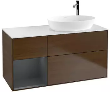Villeroy & Boch Finion Waschtischunterschrank 1200mm LED, Walnuss/Mitternachtsblau (F921HGGN)