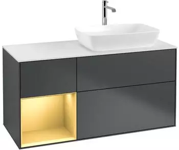 Villeroy & Boch Finion Waschtischunterschrank LED 1200mm mitternachtsblau/gold matt (F801HFHG)