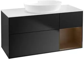 Villeroy & Boch Finion LED-Waschtischunterschrank 1200x603x501mm schwarz matt/Walnuss Furnier (FA71GNPD)