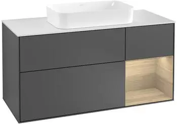 Villeroy & Boch Finion Waschtischunterschrank mit LED 1200x603x501mm anthrazit matt/Eiche Furnier (F301PCGK)