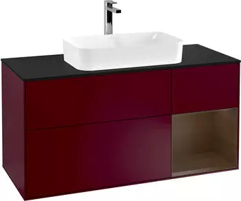 Villeroy & Boch Finion Waschbeckenunterschrank 1200x603x501mm, Becken mittig, Regal rechts, 3 Ausz&uuml;ge, LED (F302GNHB)