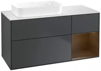 Villeroy & Boch Finion Waschtischunterschrank 1200x603x501mm mitternachtsblau/Walnuss Furnier (F691GNHG)