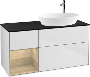 Villeroy & Boch Finion Waschtischunterschrank mit LED 1200x603x501mm wei&szlig; matt/Eiche Furnier (F922PCMT)