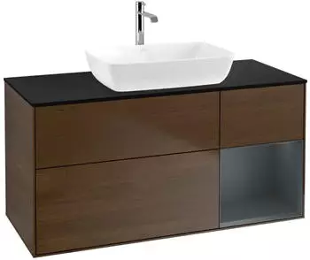 Villeroy & Boch Finion Waschtischunterschrank 1200mm LED, Walnuss/Mitternachtsblau (F832HGGN)