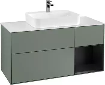 Villeroy & Boch Finion LED-Waschtischunterschrank 1200x603x501mm olive matt/schwarz matt (F421PDGM)