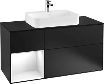 Villeroy & Boch Finion Waschbeckenunterschrank, Becken mittig, Regal links, 3 Ausz&uuml;ge, 1200x603x501mm (F412GFPD)
