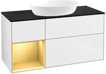 Villeroy & Boch Finion LED-Waschtischunterschrank 1200x603x501mm wei&szlig; gl&auml;nzend/gold matt (FA62HFGF)