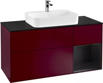 Villeroy & Boch Finion Waschbeckenunterschrank 1200x603x501mm Peony/schwarz matt mit Beleuchtung (F422PDHB)