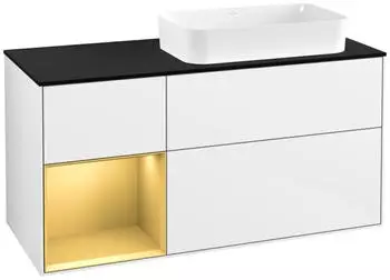 Villeroy & Boch Finion Waschbeckenunterschrank 1200x603x501mm, Glossy White Lacquer, Beleuchtung (F682HFGF)