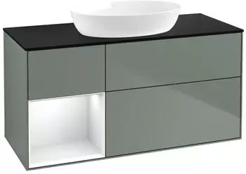 Villeroy & Boch Finion LED-Waschtischunterschrank 1200x603x501mm olive matt/wei&szlig; gl&auml;nzend (FA62GFGM)