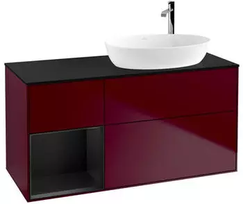 Villeroy & Boch Finion LED-Waschtischunterschrank 1200x603x501mm pfingstrose matt/schwarz matt (F922PDHB)