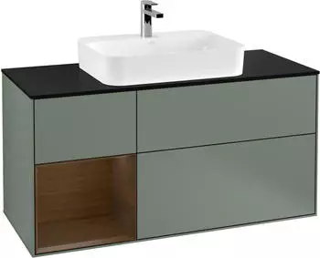 Villeroy & Boch Finion Waschtischunterschrank 1200x603x501mm olive matt/Walnuss Furnier (F412GNGM)