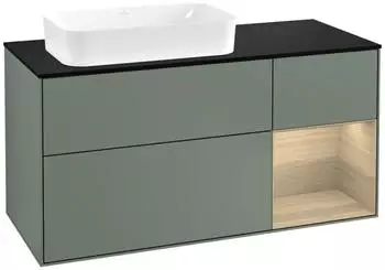 Villeroy & Boch Finion Waschtischunterschrank LED 1200x603x501mm olive matt/Eiche Furnier (F282PCGM)