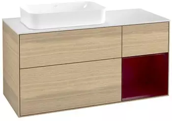 Villeroy & Boch Finion LED-Waschtischunterschrank 120x60cm, Eiche Furnier/Pfingstrose matt (F691HBPC)