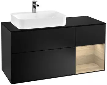 Villeroy & Boch Finion Waschtischunterschrank mit LED 1200x603x501mm schwarz matt/Eiche Furnier (F402PCPD)